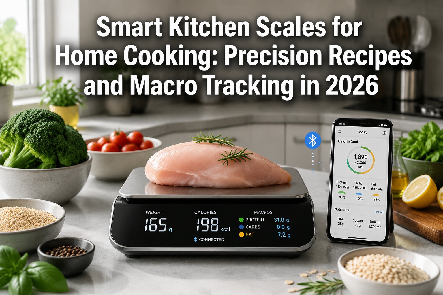 Professional () hero image featuring 'Smart Kitchen Scales for Home Cooking: Precision Recipes and Macro Tracking in 2026'