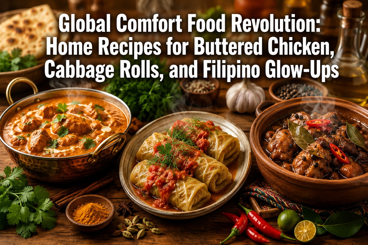 Global Comfort Food Revolution: Home Recipes for Buttered Chicken, Cabbage Rolls, and Filipino Glow-Ups