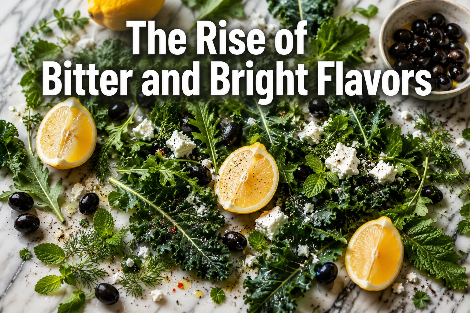 The Rise of Bitter and Bright Flavors: Recipes with Citrus, Greens, Olives, and Briny Cheeses