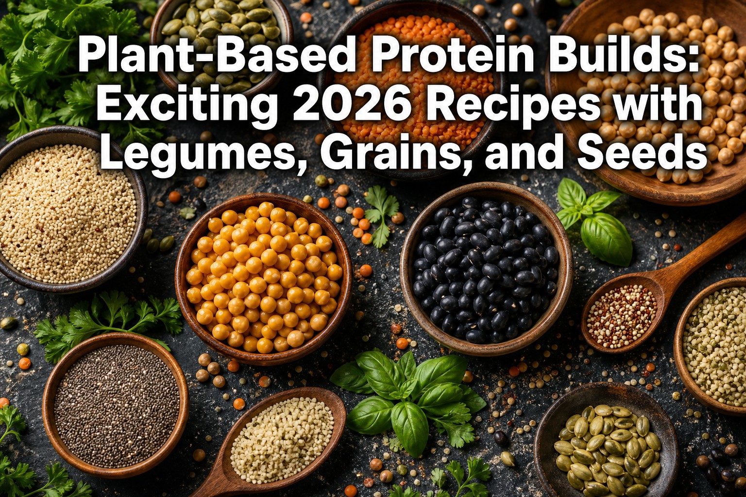 Professional () hero image featuring 'Plant-Based Protein Builds: Exciting 2026 Recipes with Legumes, Grains, and Seeds' in